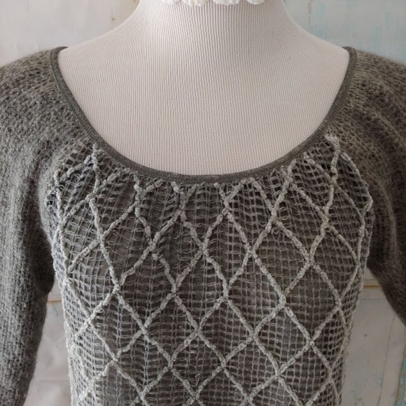 Belle France long sleeve  layered mohair sweater dress/M/light olive green - Picture 6 of 12